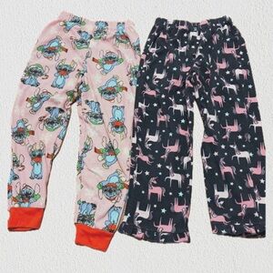 Kids Pajama Bottoms - Pink and Purple with Santa Stitch and Unicorns